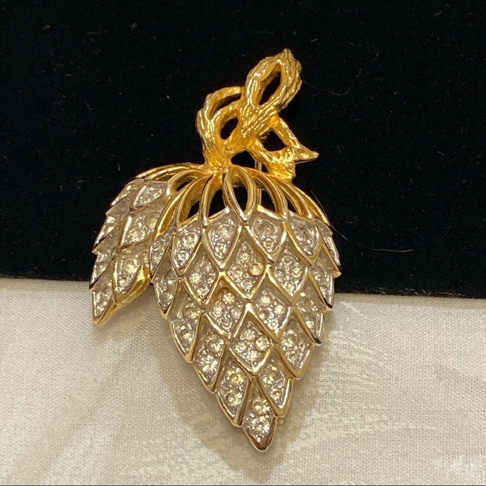 Vintage Polcini Rhinestone Strawberry Brooch